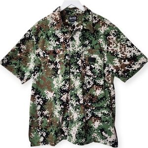 Dogg Supply By Snoop Dogg Button Down Short Sleeve Shirt Camo/Minecraft Size 2XL